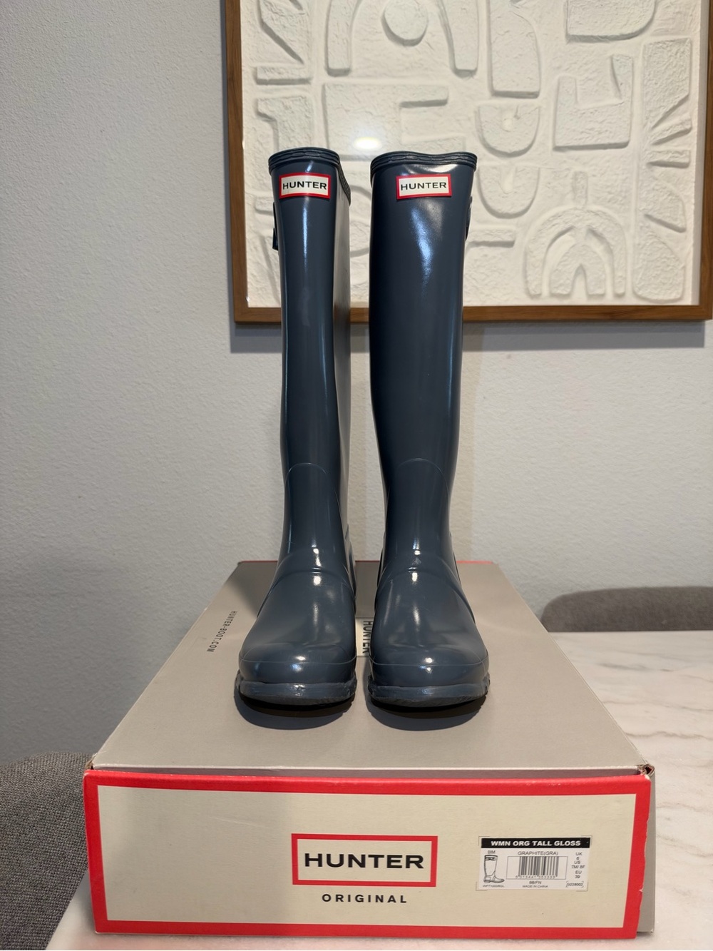 Hunter Tall Gloss Rain Boots in Graphite